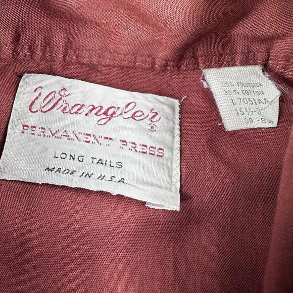 VTG Wrangler Shirt Men Medium Rust Burnt Orange Long Tail Pearl Snap 60s 70s EUC - Picture 2 of 6